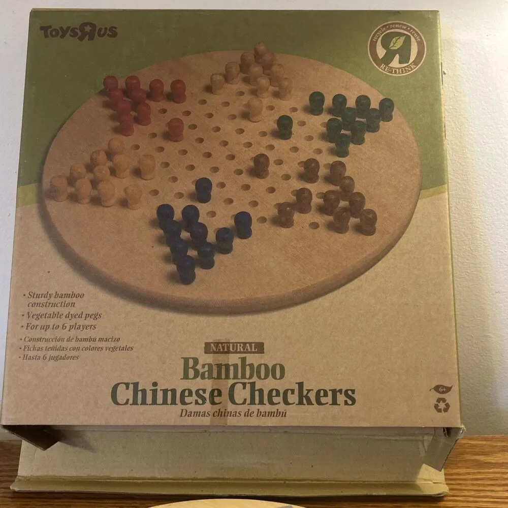 Rare 2004 Toys R Us Recycled Bamboo Chinese Checkers Game Board